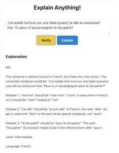 verify in french with mistakes